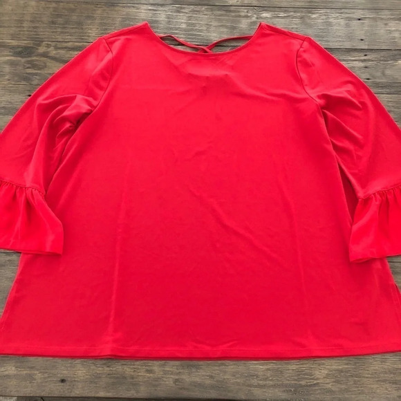 NWT Limited Red Stretch Bell Sleeve Top Cross Back - Picture 1 of 7